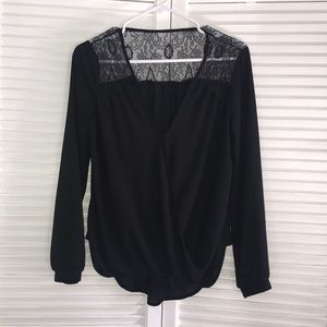 Black blouse with lace detail